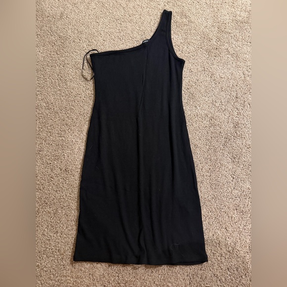 Ambiance Dresses & Skirts - Black Ribbed One-Shoulder Tank Dress